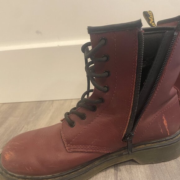 Doc Martens VTG Burgandy 1460 Lace & Zip Boots Unisex - Picture 6 of 8
